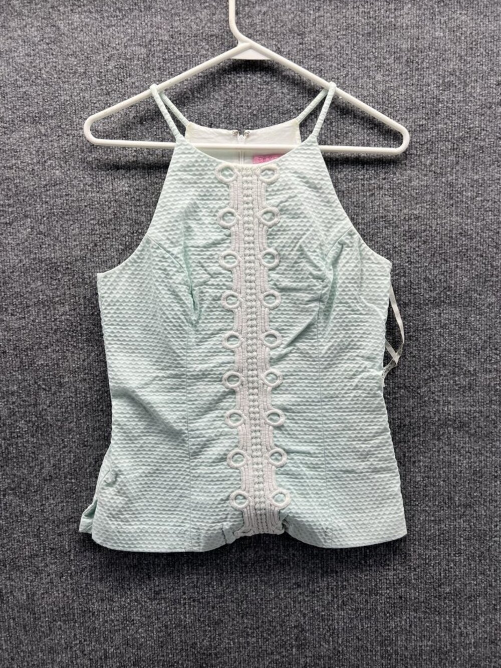 Lilly Pulitzer Tank Top Women 6 Green Halter Sleeveless Crochet Lace Camisole
